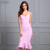 Adyce Women Summer Pink Bandage Dress 2019 Spaghetti Strap Mermaid V-Neck Midi Clubwears Celebrity Evening Party Dress Vestidos