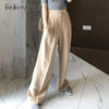 TWOTWINSTYLE Trouser For Women High Waist Causal Loose Wide Leg Pants Female 2019 Autumn Korean Fashion Elegant Tide