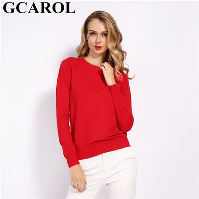 GCAROL 2019 Fall Winter Candy Knit Jumper Women 30% Wool Sweater Soft Stretch OL Render Knit Pullover Knitwear S-3XL