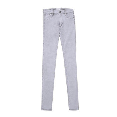 Autumn Winter Women Denim Skinny Pants Super Stretch Fake Front Pocket Waist  Blue Grey Black White Slim Elastic Lady Jeans