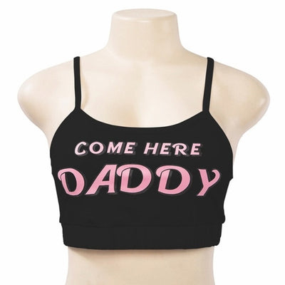 2019 Fashion COME HERE DADDY Letter Print Tank Top Sexy Sleeveless Summer Harajuku Kawaii Cropped Feminino Tops&Panties