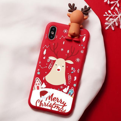 Christmas Cartoon Deer Case For iPhone XR 11 Pro XS Max X 5 5S Silicone Matte Cover For iphone 7 8 6 S 6S Plus 7Plus Case Bear