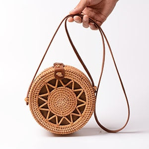 Vintage Handmade Women Rattan Bag Woven Bow Shoulder Bags Beach Straw Bag Messengers B161