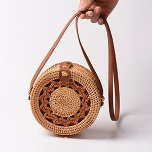 Vintage Handmade Women Rattan Bag Woven Bow Shoulder Bags Beach Straw Bag Messengers B161