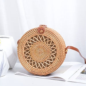 Vintage Handmade Women Rattan Bag Woven Bow Shoulder Bags Beach Straw Bag Messengers B161