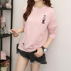 Harajuku Vintage t shirt Ulzzang Girlfriends kawaii rainbow stripe t-Shirts autumn Women Casual Loose long Sleeve pink Top Femme