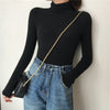 fashion Letter embroidery Turtleneck Basic T Shirt Women Long Sleeve Tee Shirt Harajuku Casual Solid Tees For Female Autumn Tops