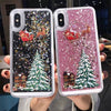 Cartoon Santa Claus Elk Phone Case For iPhone 11Pro Max XS Max Christmas Quicksand Giltter Cover For iPhone 11 XR 8 7 6 6S Plus