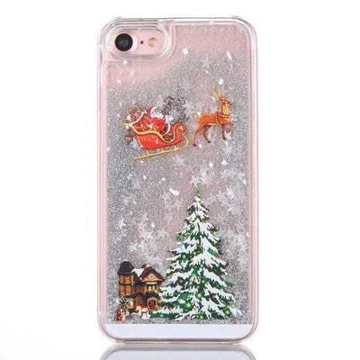 Cartoon Santa Claus Elk Phone Case For iPhone 11Pro Max XS Max Christmas Quicksand Giltter Cover For iPhone 11 XR 8 7 6 6S Plus