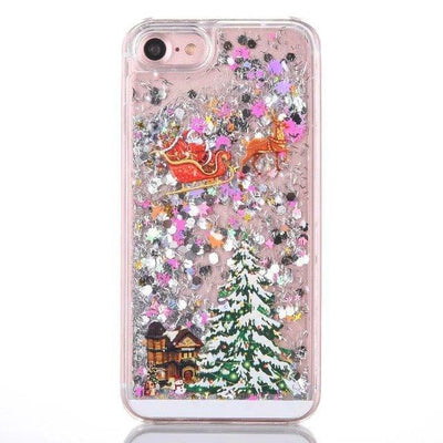 Cartoon Santa Claus Elk Phone Case For iPhone 11Pro Max XS Max Christmas Quicksand Giltter Cover For iPhone 11 XR 8 7 6 6S Plus