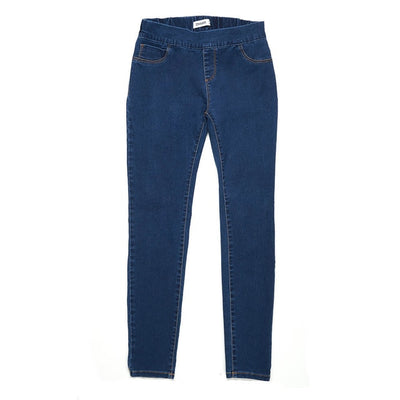 Autumn Winter minimalist Women Denim Skinny Stretch Fake Front Pocket Medium Waist Washed Blue Slim Elastic Lady Jeans