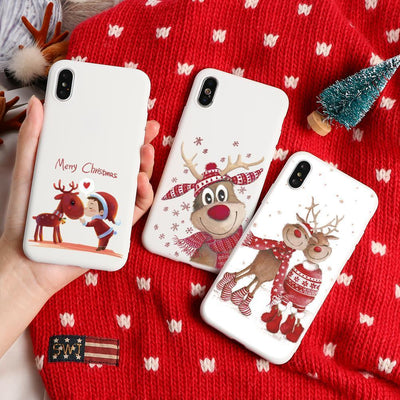 Merry Christmas Santa Claus Deer Xmas Print Silicon Soft TPU Phone Case For iPhone 7 8 6 6S Plus XR X 11 Pro XS Max 5 5S SE Case