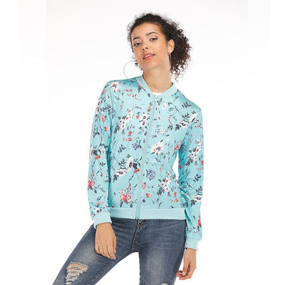 Floral Printed Spring Women's Jackets Plus Size Short Female Coat Zipper Chaqueta Long Sleeve Summer Women Bomber Jacket