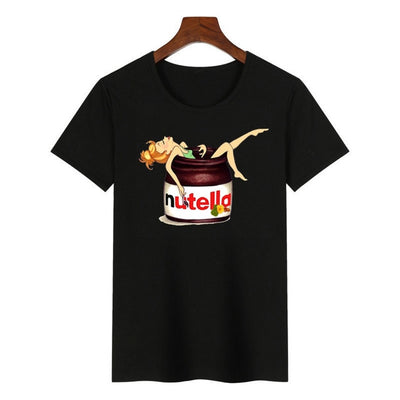 Nutella Kawaii Print T Shirt Women 90s Harajuku Ullzang Fashion T-shirt Graphic Cute Cartoon Tshirt Korean Style Top Tees Female