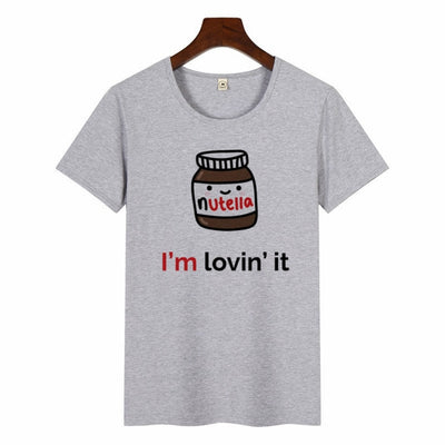 Nutella Kawaii Print T Shirt Women 90s Harajuku Ullzang Fashion T-shirt Graphic Cute Cartoon Tshirt Korean Style Top Tees Female