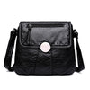 CmetNi Black Small Women Messenger Bag Soft Washed PU Leather Crossbody Bag Female Handbag Purses Chain