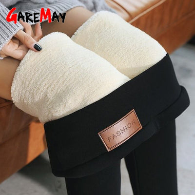 Black warm pants winter skinny thick velvet wool fleece girls leggings women Trousers Lambskin Cashmere Pants For Women leggings