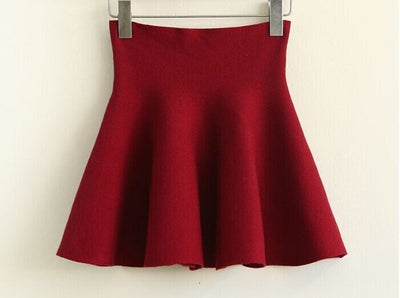 2015 New Autumn Winter Short Skirts Woman High Waist Knitting Woolen Skirt Female Plus Size Pleated Skirt Free ShippingC028