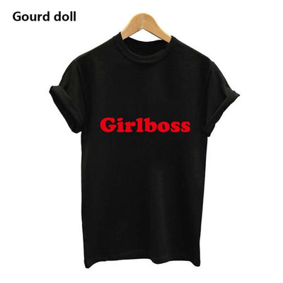 New fashion girl boss Letter harajuku Casual Short Sleeve O-Neck women tshirt kawaii tumblr black/white Fashion women T-shirts