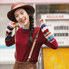 INMAN New Long Sleeve O-Neck Striped Sweater Casual Bottoming  Pullovers Winter Women