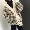 Danjeaner Autumn Winter Lattice Knitted Long Cardigans Loose Casual Preppy Style Thick Sweaters Jumpers Women Knitting Jackets