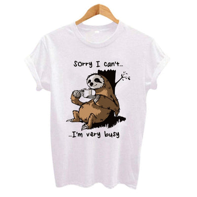 Cartoon sloth Print Women t shirt 2019 Plus Size Casual Short Sleeve O-Neck t-shirt Cute style Tumblr tshirts camiseta mujer