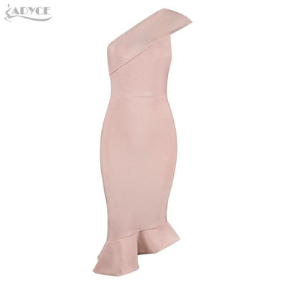 Adyce 2019 New Summer Women Bandage Dress Vestidos One Shoulder Sleeveless Ruffles Nightclub Dress Celebrity Evening Party Dress