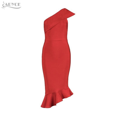 Adyce 2019 New Summer Women Bandage Dress Vestidos One Shoulder Sleeveless Ruffles Nightclub Dress Celebrity Evening Party Dress