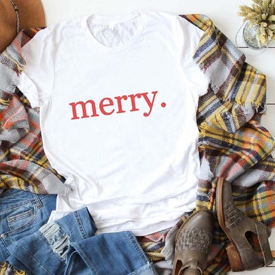 Merry Christmas Print Aesthetic T Shirt Women Short Sleeve Steetwear Tshirt Thanksgiving Pink Christmas Shirt Causal Red Tops