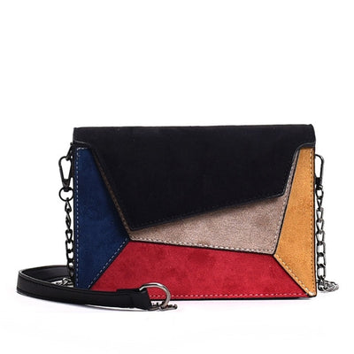 SMOOZA Fashion Quality Leather Patchwork Women Messenger Bag Female Chain Strap Shoulder Bag Small Criss-Cross Ladies' Flap Bag