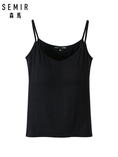 SEMIR Women Jersey Tank Top Ladies V-Neck Camisole Top Camis Cami Vest for Female Summer V-Neck Tank Top Seamless Cami Clothing